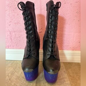 Black Pleaser Lace-Up Platform Boots